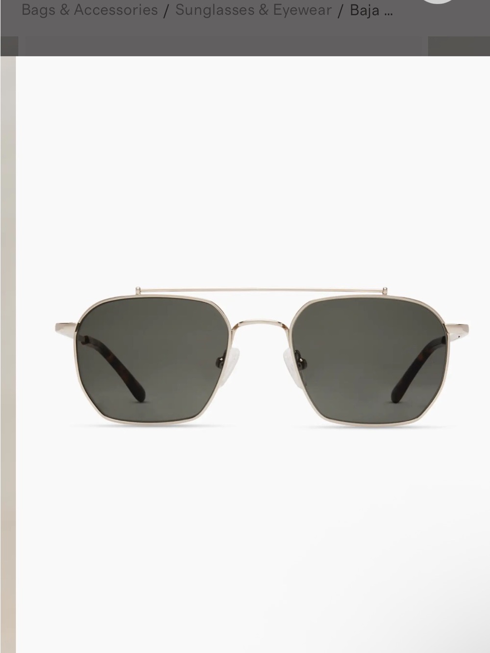 Hexagonal Metal Frame Sunglasses in Silver with Dark Green Lenses